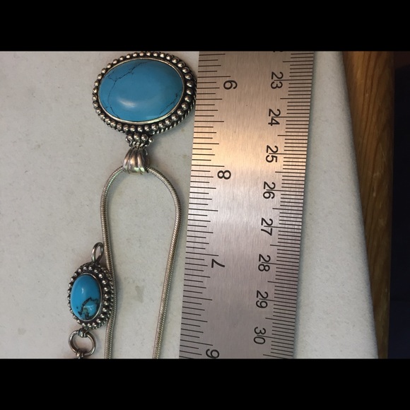 Beautiful 925 Han sterling Silver turquoise bracelet and necklace set - Picture 2 of 7